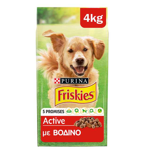 Friskies Kροκέτα Σκύλου 4kg Active σε Γεύση Μοσχάρι