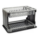 Πιατοθήκη Πλαστική Διόρωφη Tns Rattan με Δίσκο Χρώμα Γκρί 44x27x30cm