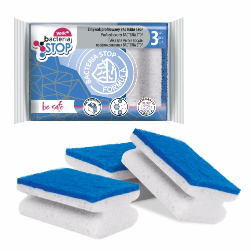 Σφουγγάρι Κουζίνας York Bacteria Stop με Κοιλότητα Σετ 3τμχ (YK3405)