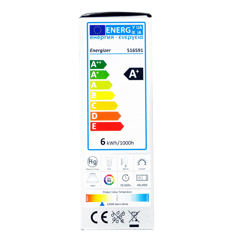 Λάμπα Βιδωτή Energizer Led E14, 4.9W(40W), 3000K, 470LM - Θερμός Φωτισμός