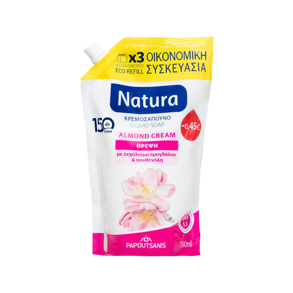 Natura Ανταλλακτικό Κρεμοσάπουνο 750ml Γάλα Αμυγδάλου