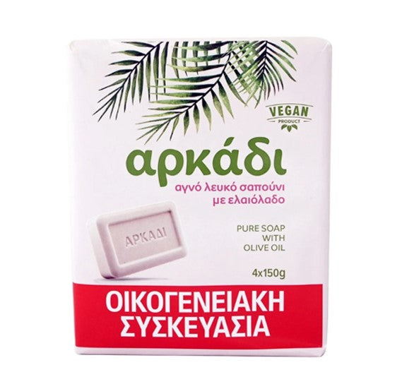 Αρκάδι Αγνό Λευκό Σαπούνι Ελαιόλαδου 4x150gr