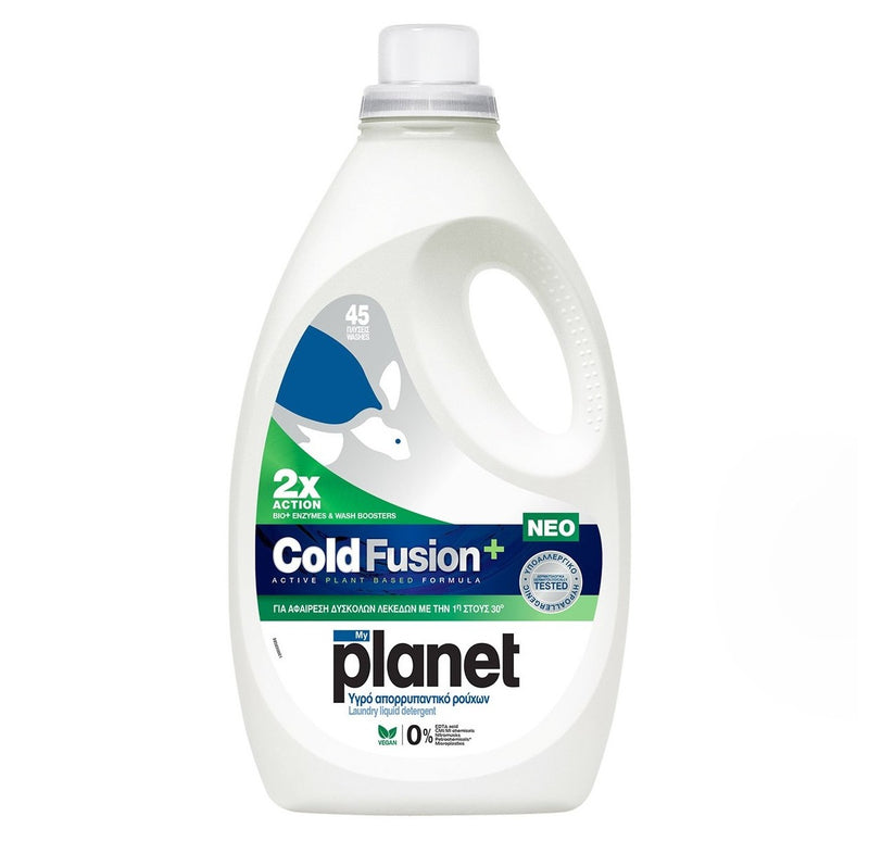 Planet Cold Fusion+ Υγρό Απορρυπαντικό Ρούχων 2.070Lt για Αφαίρεση Δύσκολων Λεκέδων 45Μεζ