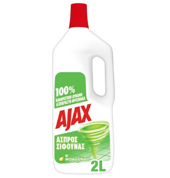 Ajax Υγρό Πατώματος 2Lt Άσπρος Σίφουνας Άρωμα Λεμόνι