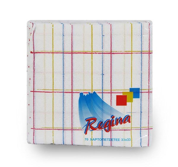 Χαρτοπετσέτες 130gr Regina 33x33cm 70Τμχ με Σχέδιο Καρό