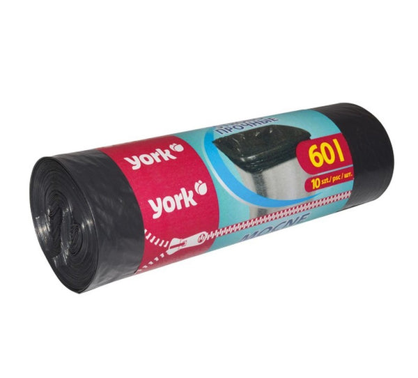 Σακούλες Απορριμμάτων York Strong 60x70 Μαύρο Χωρητικότητα 60Lt 10Τμχ (YK9052)
