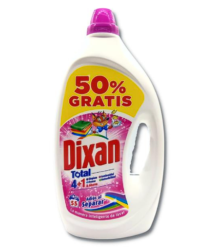 Dixan Υγρό Πλυντηρίου 4+1 Total Color 55Μεζ 2.475Lt