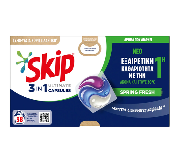 Skip Κάψουλες Πλυντηρίου 3 σε 1 Spring Fresh 38Τμχ