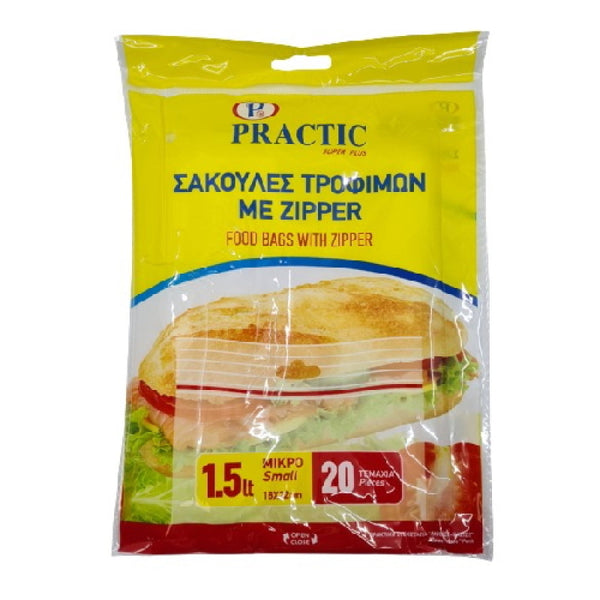 Σακούλες Τροφίμων με Zipper 18x22 Practic 20τμχ