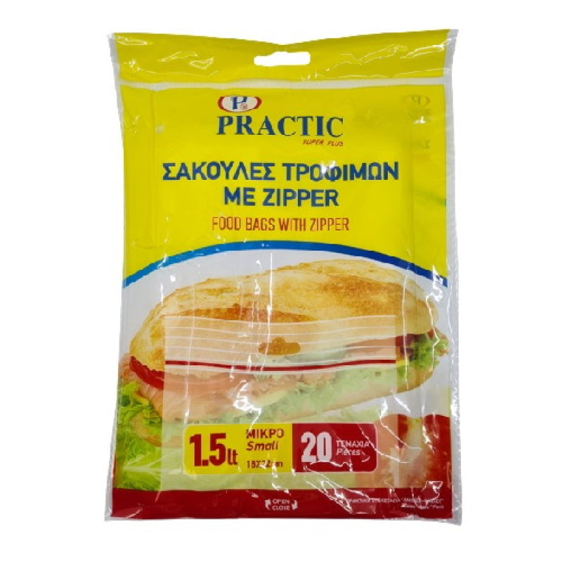 Σακούλες Τροφίμων με Zipper 18x22 Practic 20τμχ