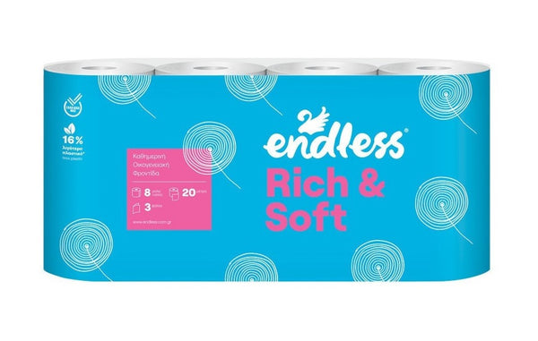 Χαρτί Υγείας Endless Rich & Soft 8 Ρολά 3 Φύλλων 95gr