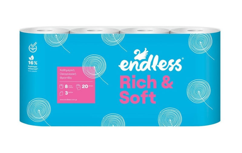 Χαρτί Υγείας Endless Rich & Soft 8 Ρολά 3 Φύλλων 95gr