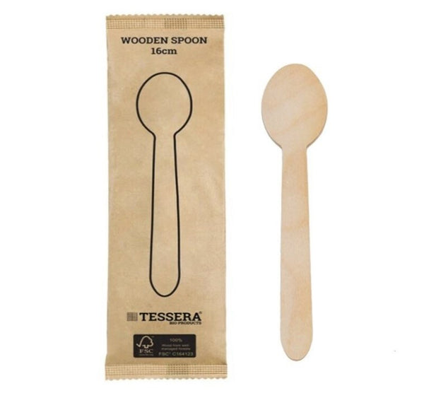 Tessera Ξύλινο Κουταλάκι 16cm 100Τμχ