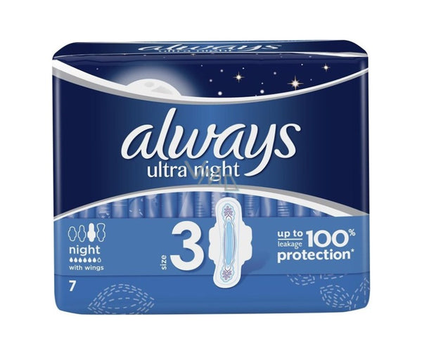 Σερβιέτες Always Ultra Night Flex & Fit Εξτρά Μεγάλο Μέγεθος με Φτερά 7Τμχ