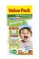 Βρεφικές Πάνες No.6 Babylino Sensitive με Χαμομήλι 38Τμχ